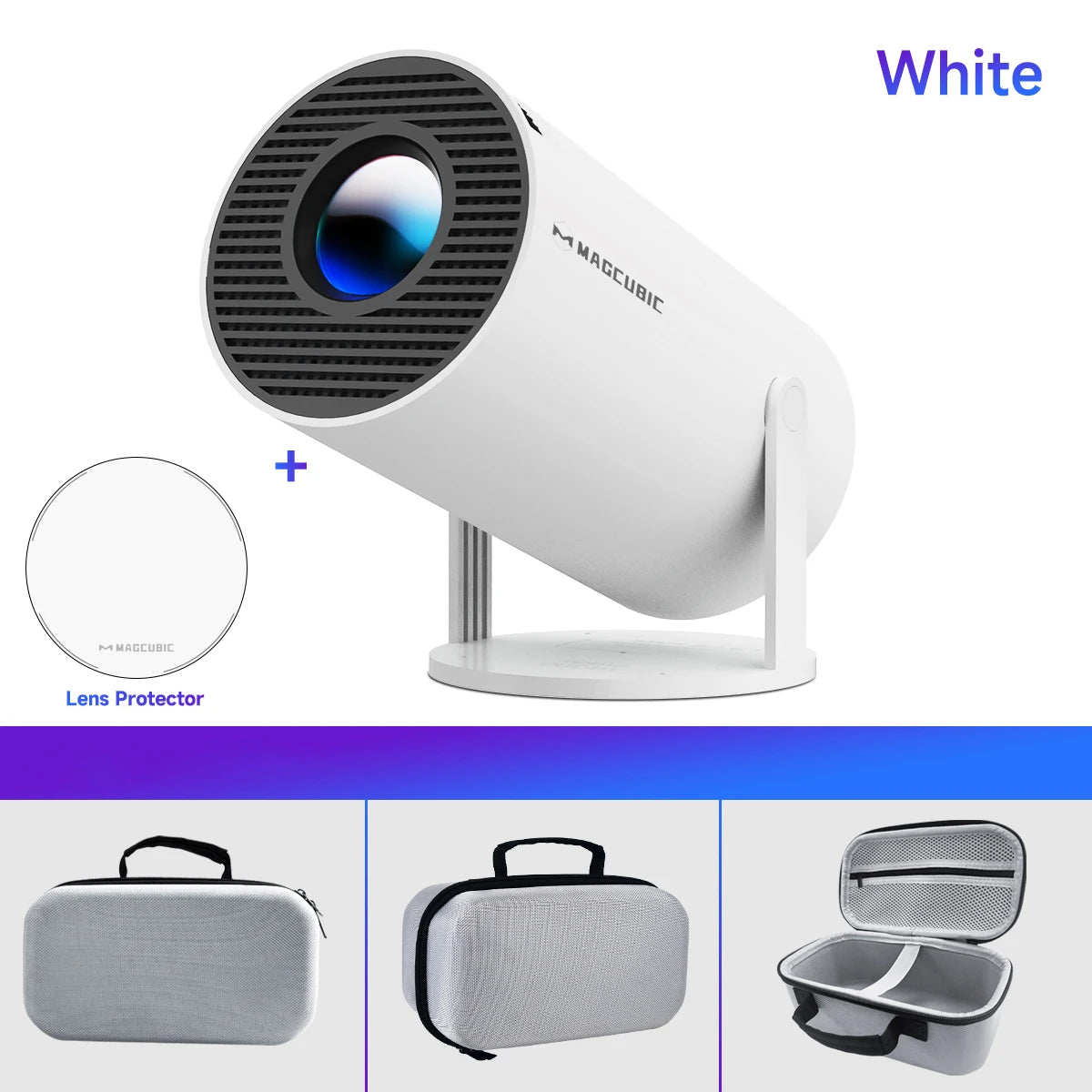 Projector HY300 Pro - Blanc avec housse et lentille de protection